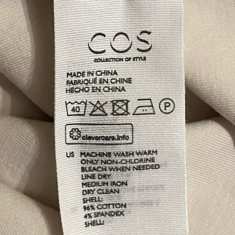 Cos Tunic Dress Contrasting Pocket Cream cotton Size XS - Picture 6 of 13